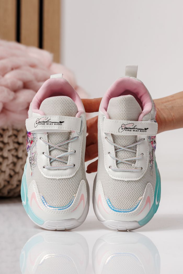 Adidasi copii roz din material textil Flori #24022