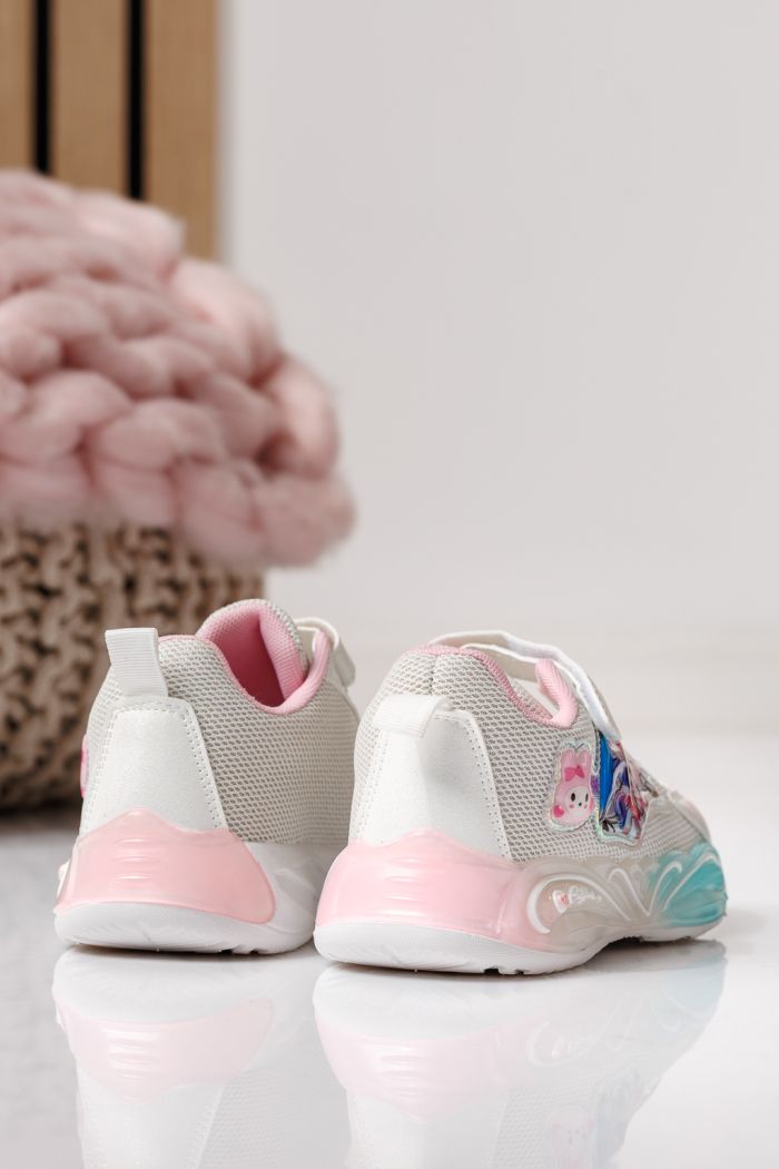 Adidasi copii albi din material textil Flori #24035