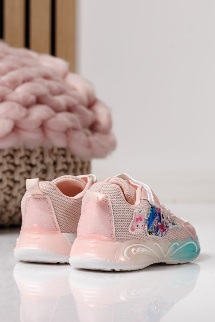 Adidasi copii roz din material textil Flori #24023