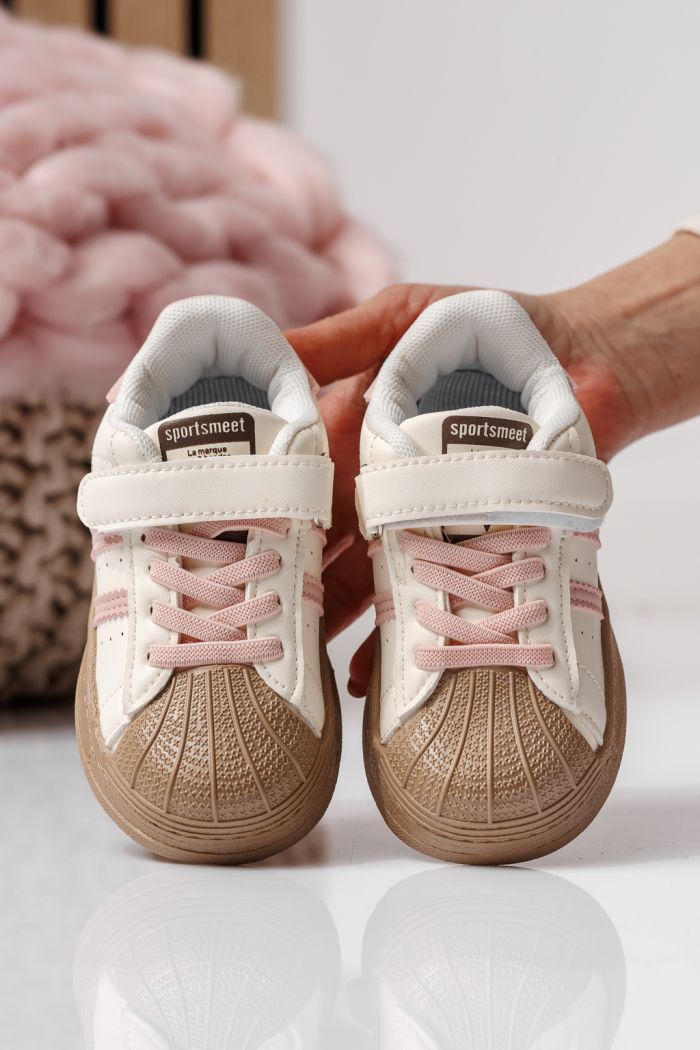 Adidasi copii roz din piele ecologica Allana #24020