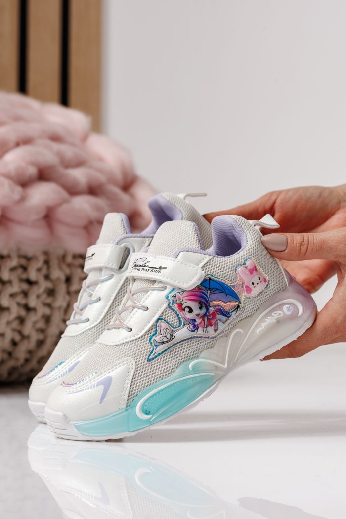 Adidasi copii mov din material textil Flori #24037