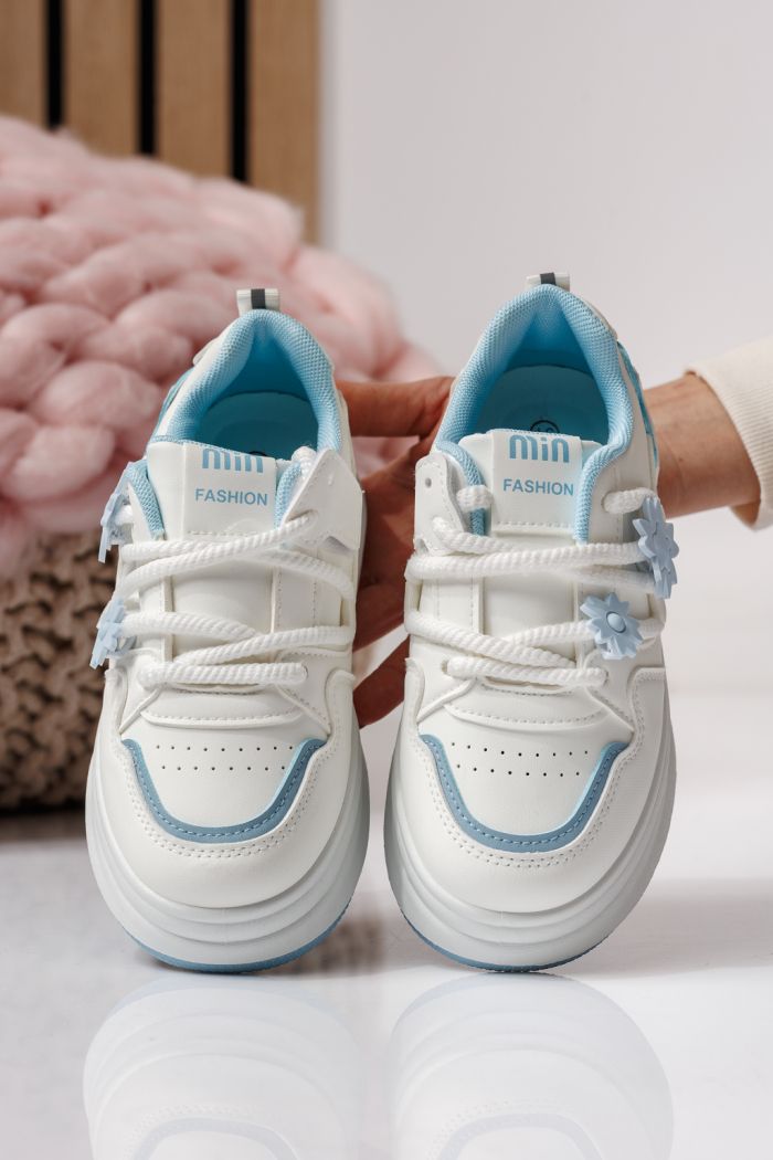 Adidasi copii albastri din piele ecologica Becca #24047