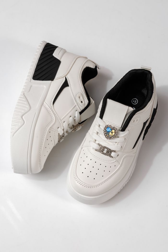 Adidasi copii albi din piele ecologica Ariana #24014