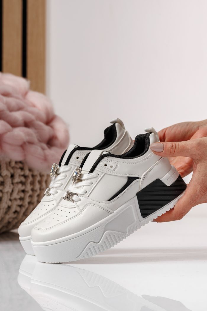 Adidasi copii albi din piele ecologica Ariana #24014