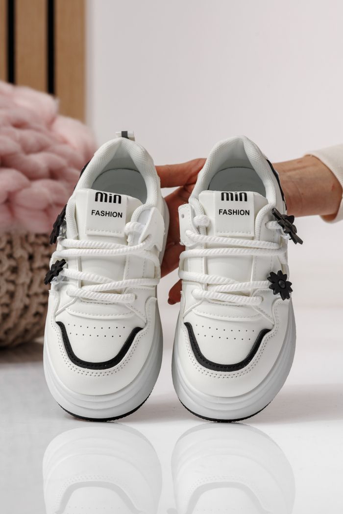 Adidasi copii albi din piele ecologica Becca #24050