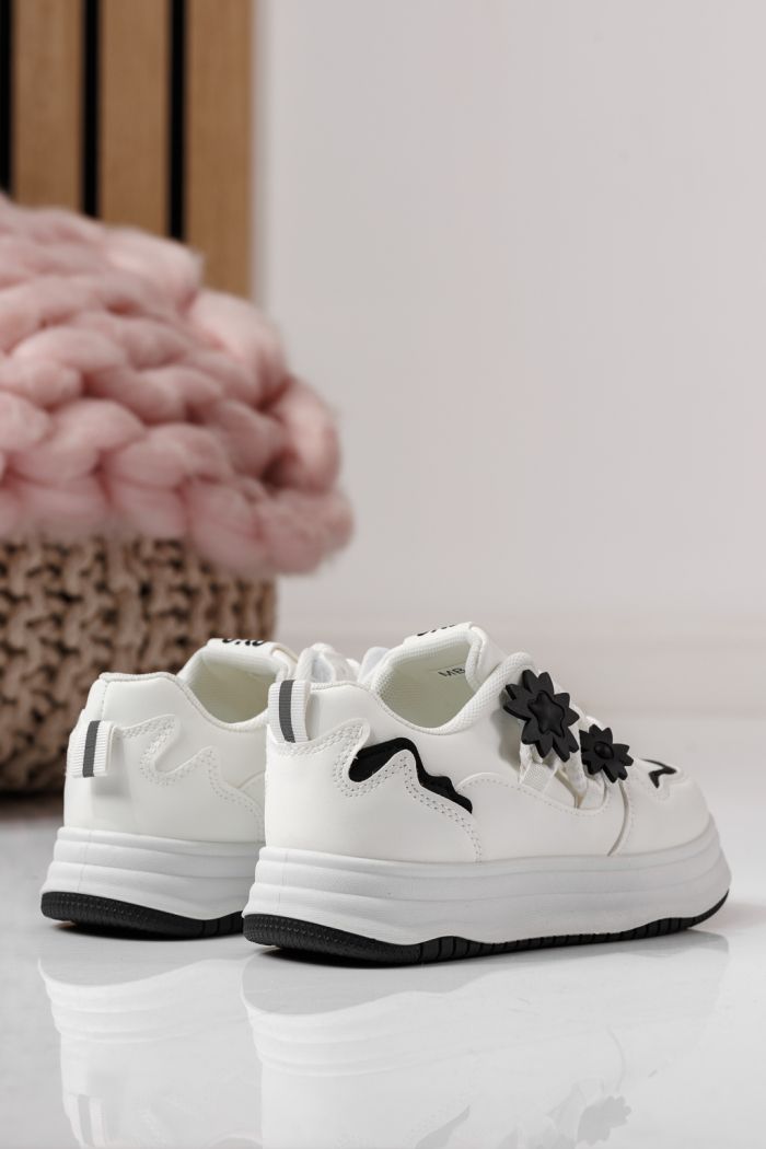 Adidasi copii albi din piele ecologica Becca #24050