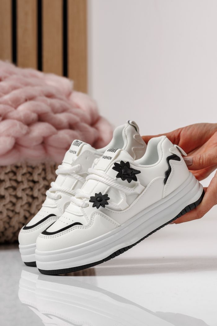 Adidasi copii albi din piele ecologica Becca #24050