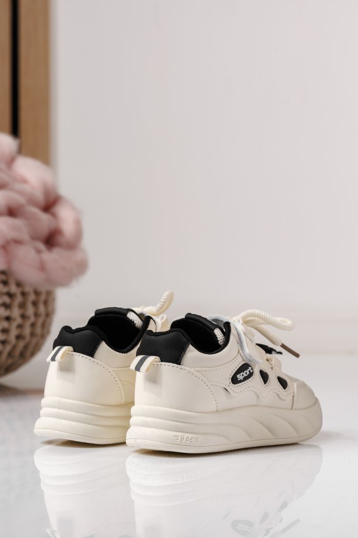 Adidasi copii albi din piele ecologica Aylin #24011