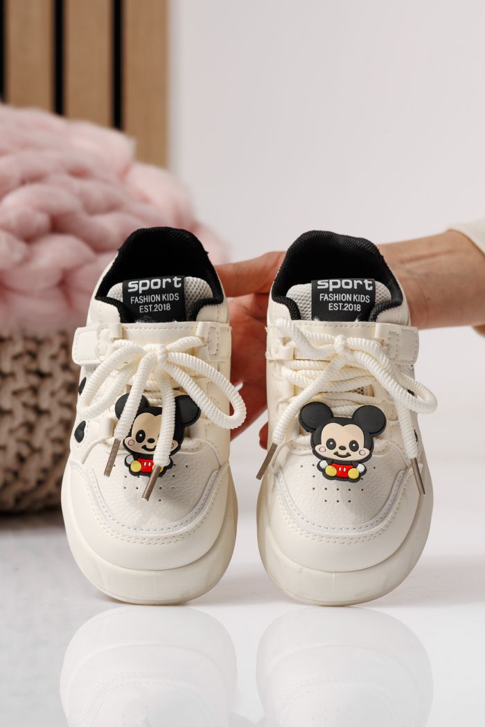 Adidasi copii albi din piele ecologica Aylin #24011