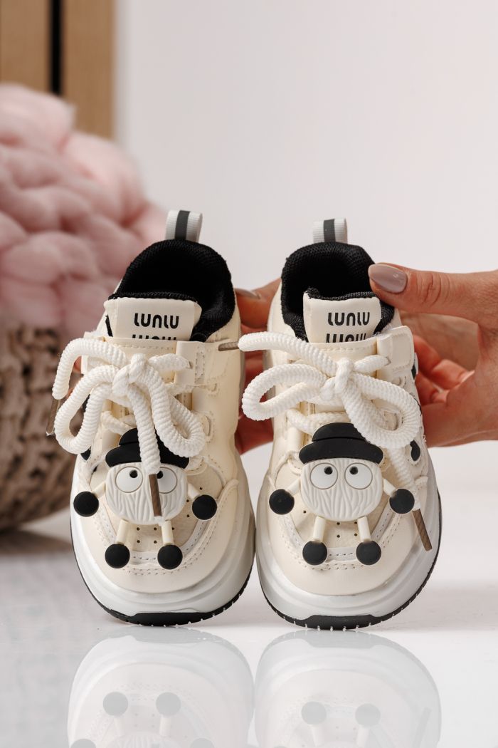 Adidasi copii negri din piele ecologica Briana #24045