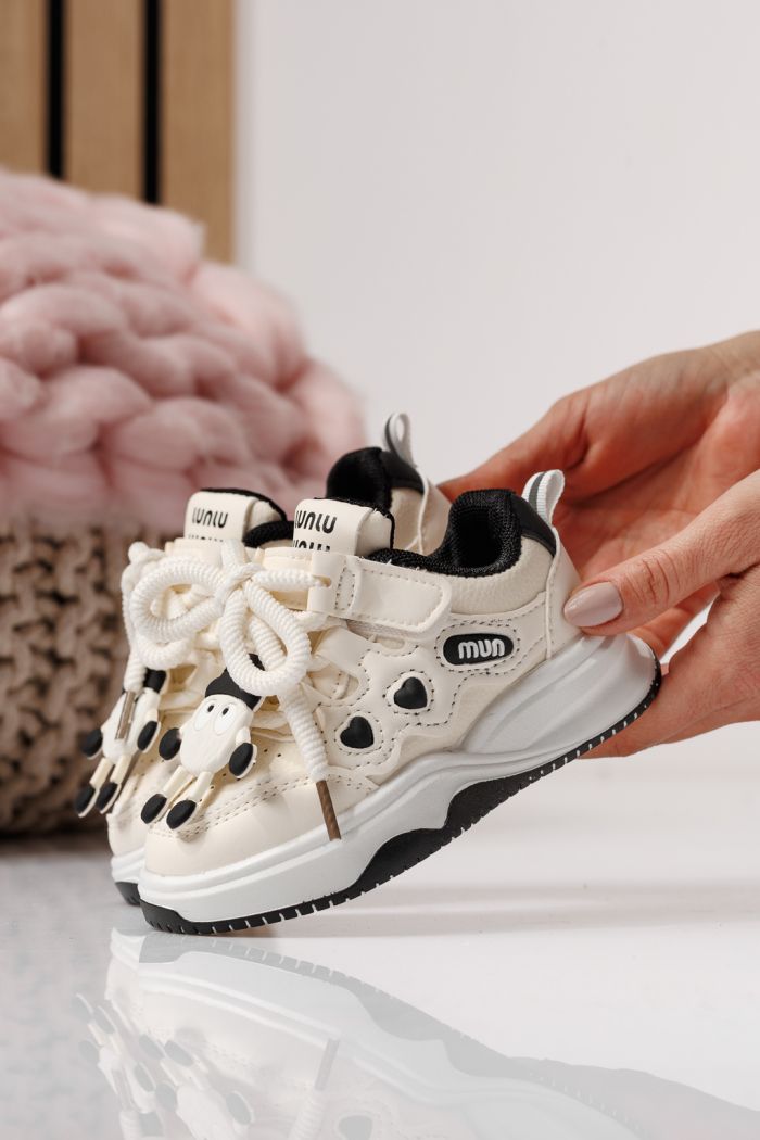 Adidasi copii negri din piele ecologica Briana #24045