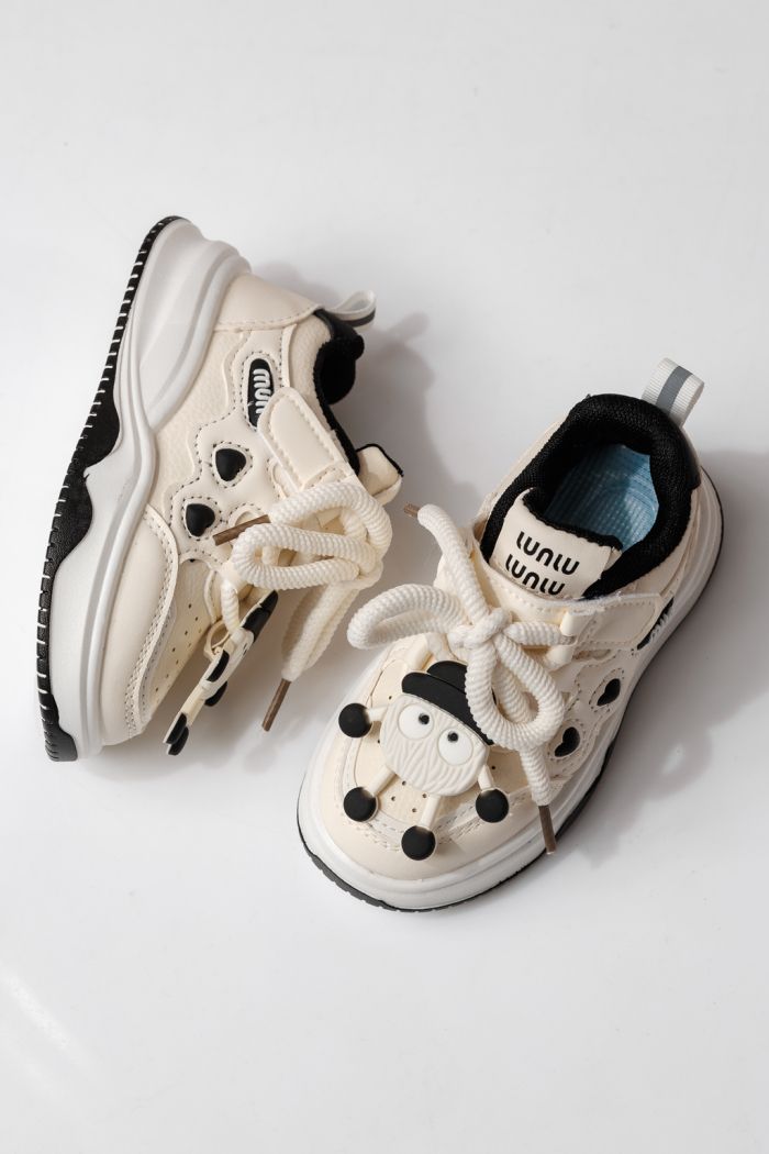 Adidasi copii negri din piele ecologica Briana #24045