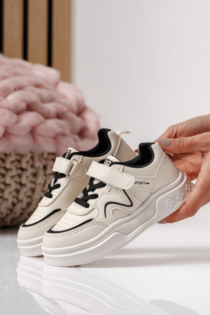 Adidasi copii negri din piele ecologica Alina #24033