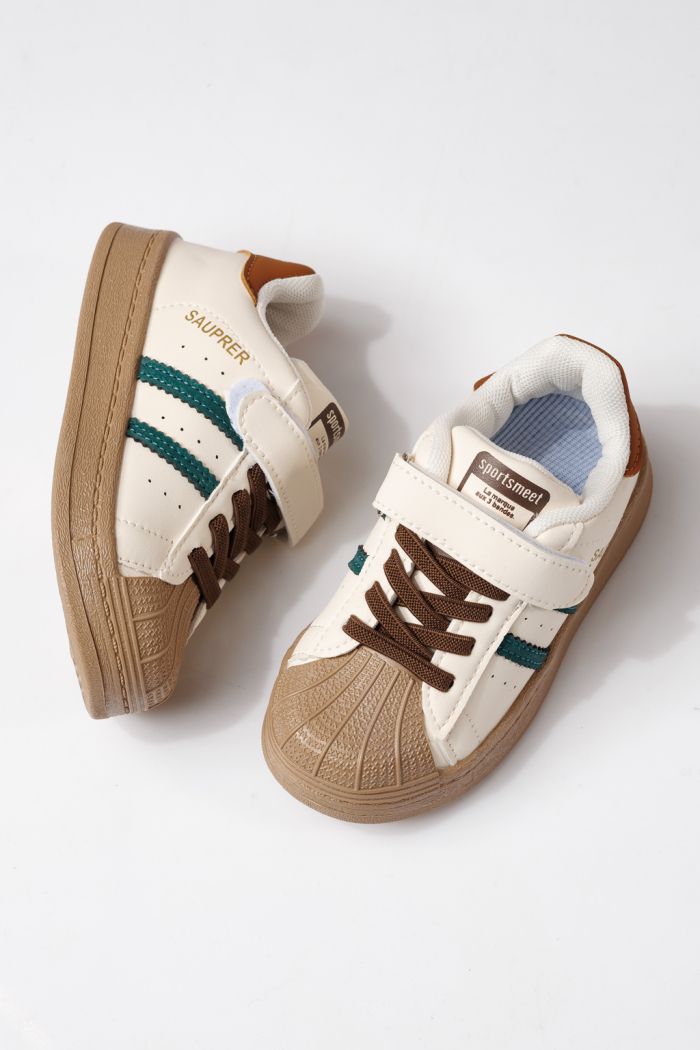 Adidasi copii verzi din piele ecologica Allana #24018