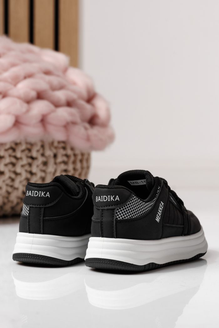 Adidasi copii negri din piele ecologica Asena #24027