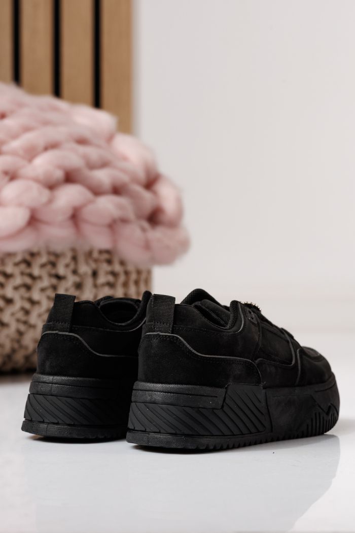 Adidasi copii negri din piele ecologica Ariana #24013