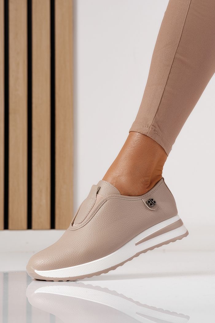 Pantofi casual dama bej din piele ecologica Azaleea #24205