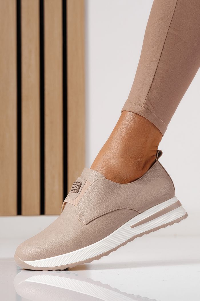 Pantofi casual dama bej din piele ecologica Lara #24201