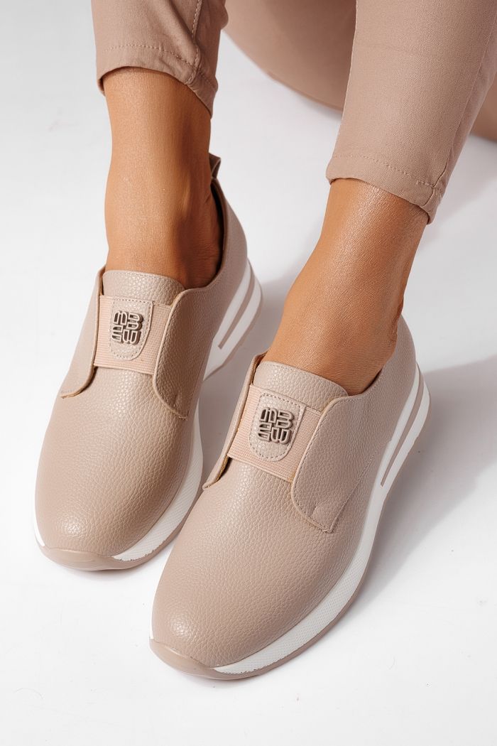 Pantofi casual dama bej din piele ecologica Lara #24201