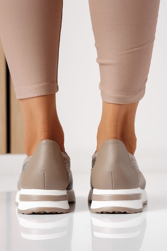 Pantofi casual dama khaki din piele ecologica Teona #24207