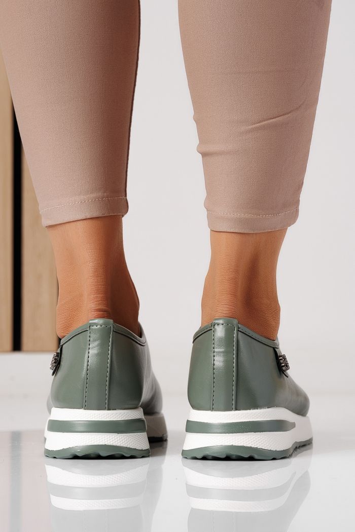 Pantofi casual dama verzi din piele ecologica Azaleea #24204