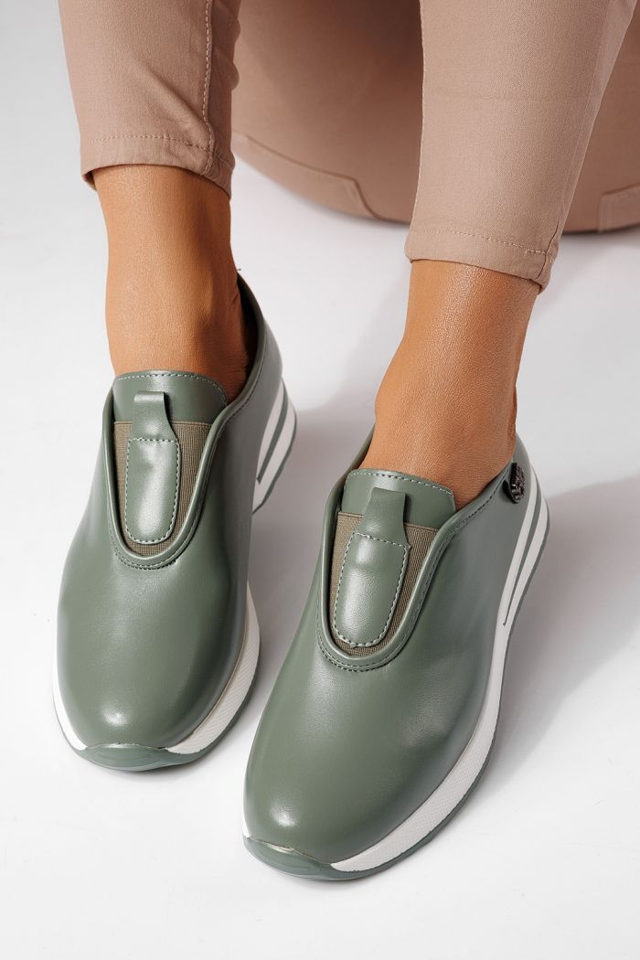 Pantofi casual dama verzi din piele ecologica Azaleea #24204