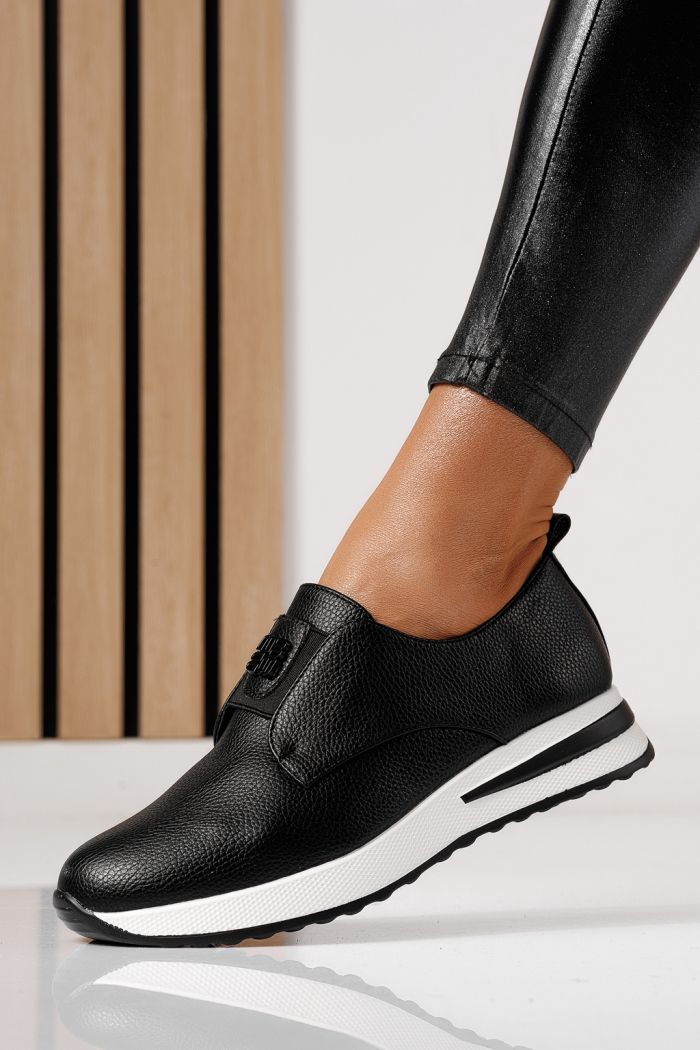 Pantofi casual dama negri din piele ecologica Lara #24200