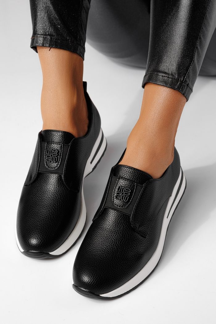 Pantofi casual dama negri din piele ecologica Lara #24200