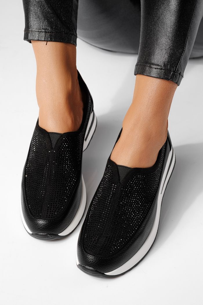 Pantofi casual dama negri din piele ecologica Teona #24206