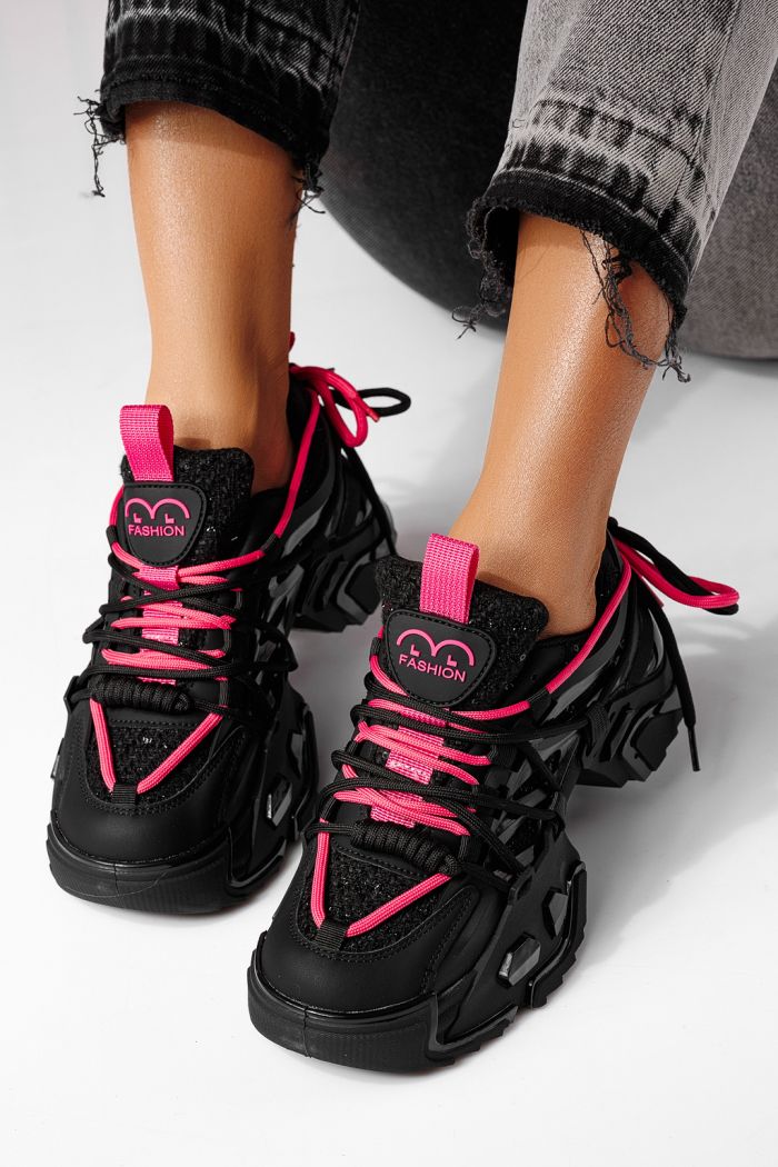 Дамски черни текстилни маратонки Eva #24083