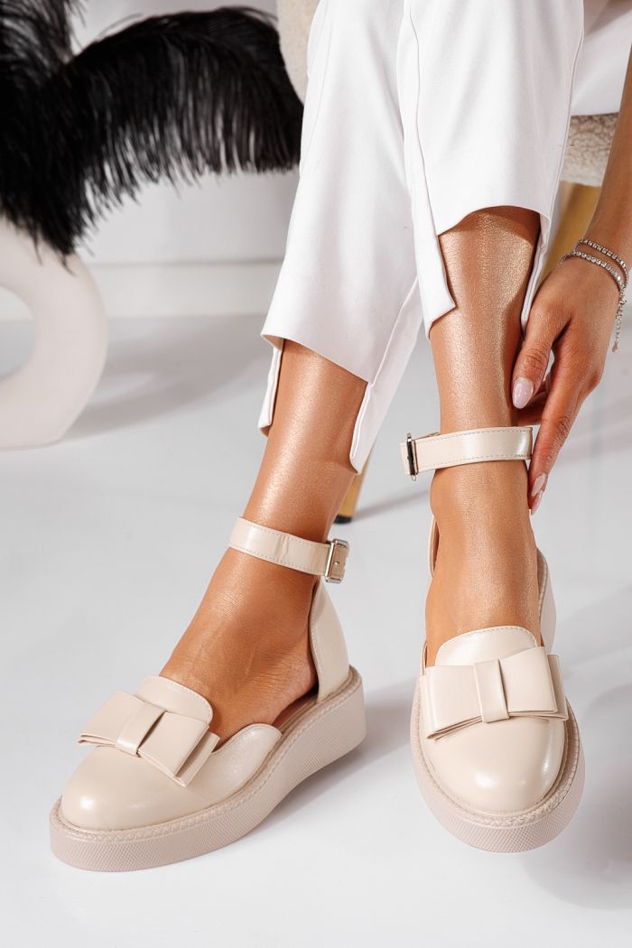 Pantofi casual dama bej din piele ecologica Willy #24211