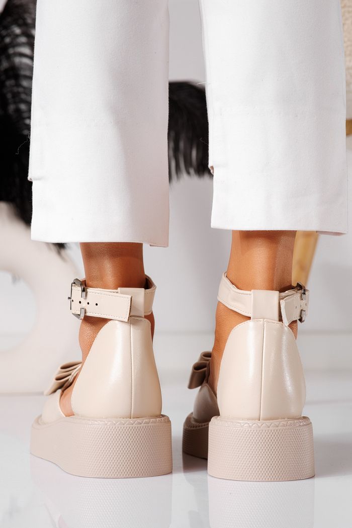 Pantofi casual dama bej din piele ecologica Willy #24211