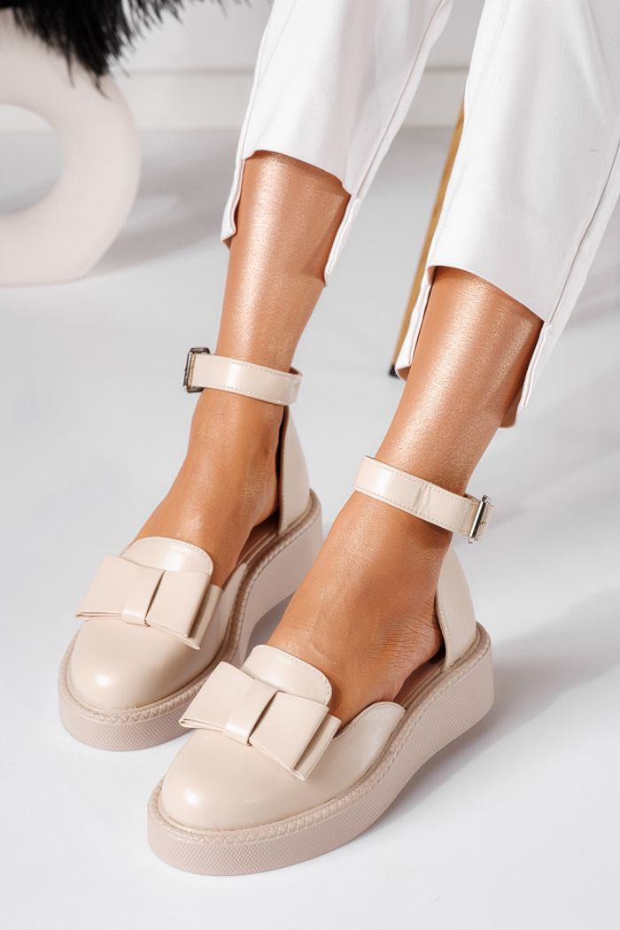 Pantofi casual dama bej din piele ecologica Willy #24211