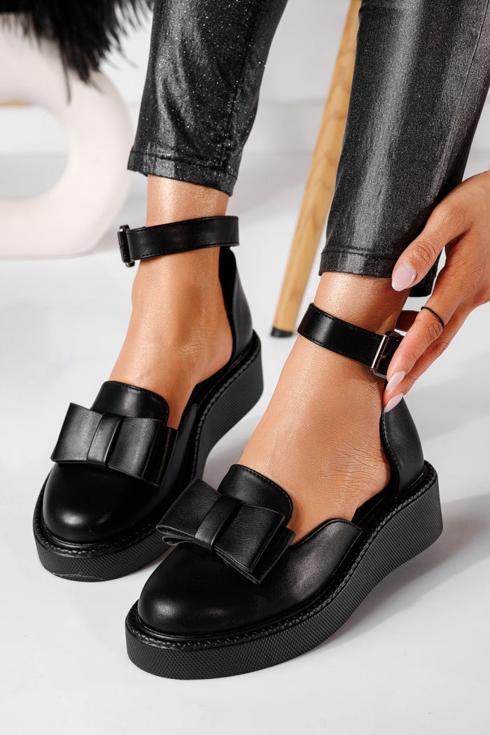 Pantofi casual dama negri din piele ecologica Willy #24212