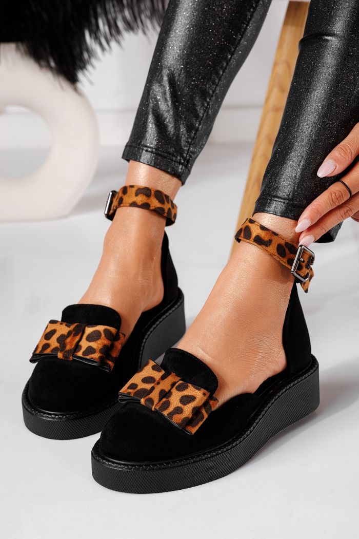 Pantofi casual dama leopard din piele ecologica intoarsa Willy #24219