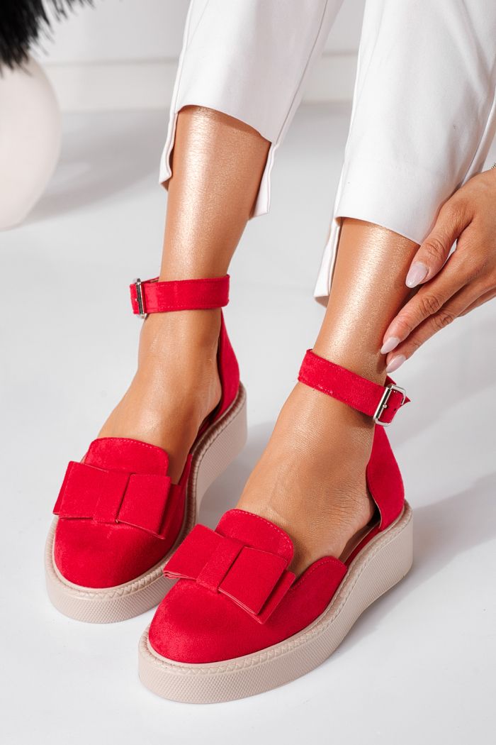 Pantofi casual dama roz din piele ecologica intoarsa Willy #24220