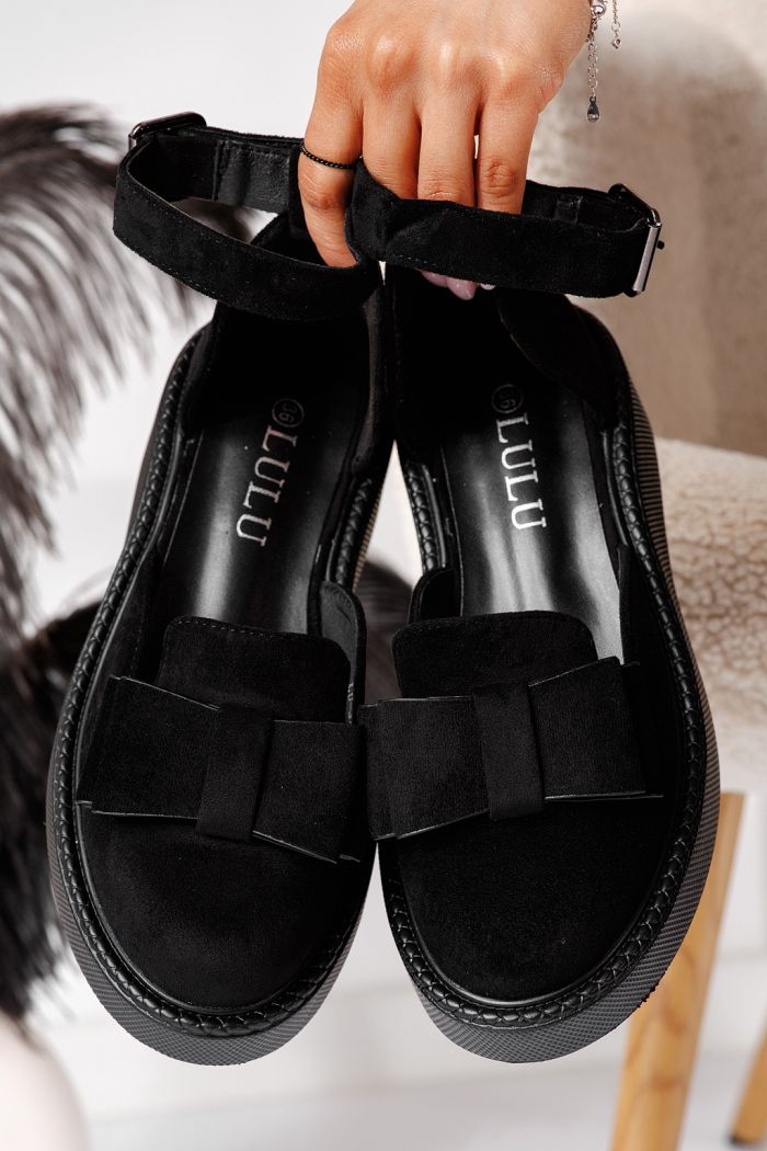 Pantofi casual dama negri din piele ecologica intoarsa Willy #24222