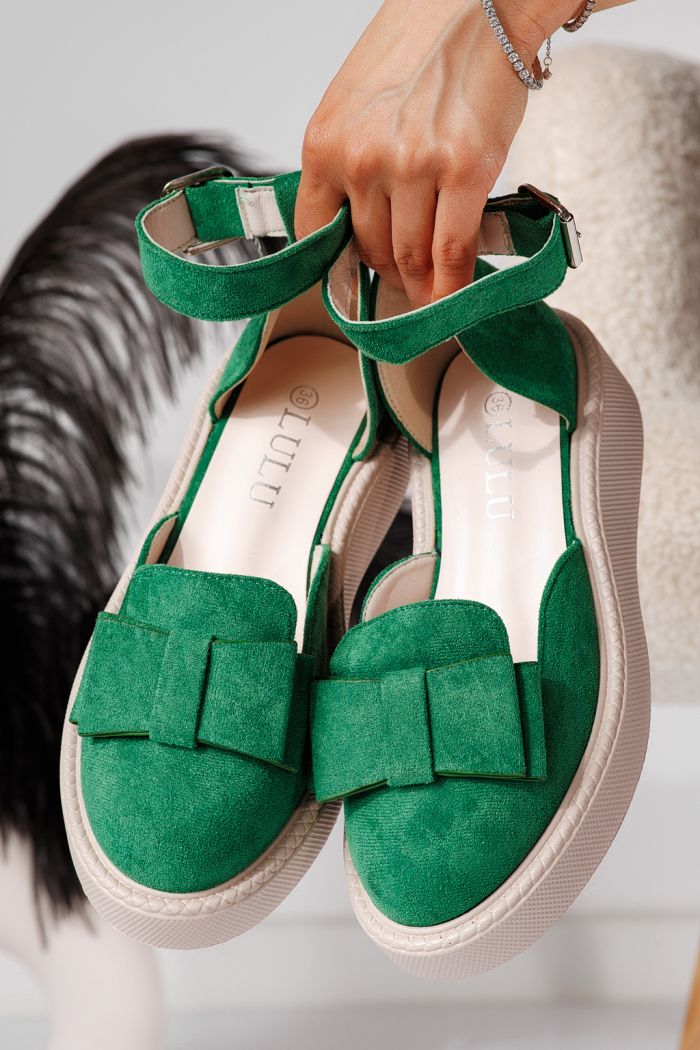 Pantofi casual dama verzi din piele ecologica intoarsa Willy #24223