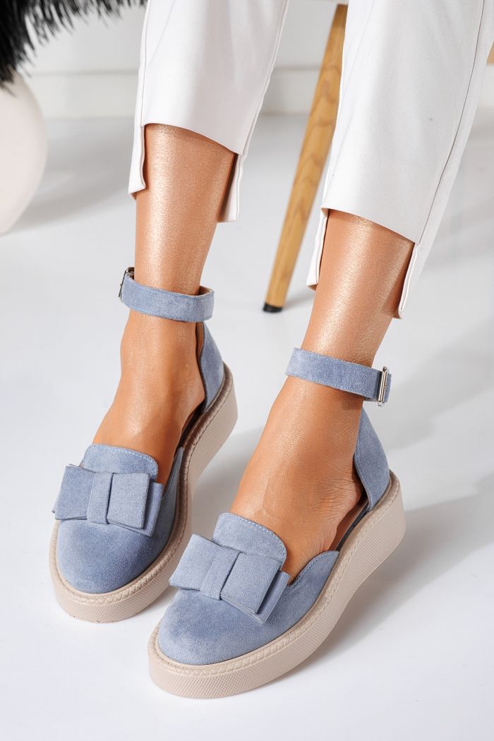 Pantofi casual dama albastri din piele ecologica intoarsa Willy #24224