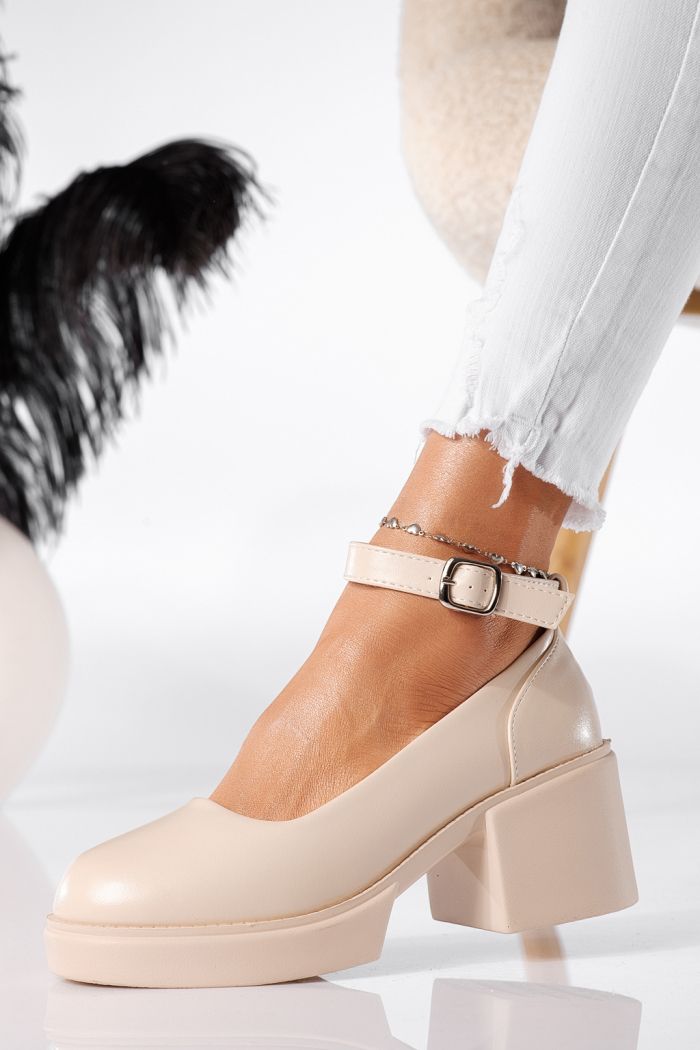 Pantofi casual dama bej din piele ecologica Troya #24226