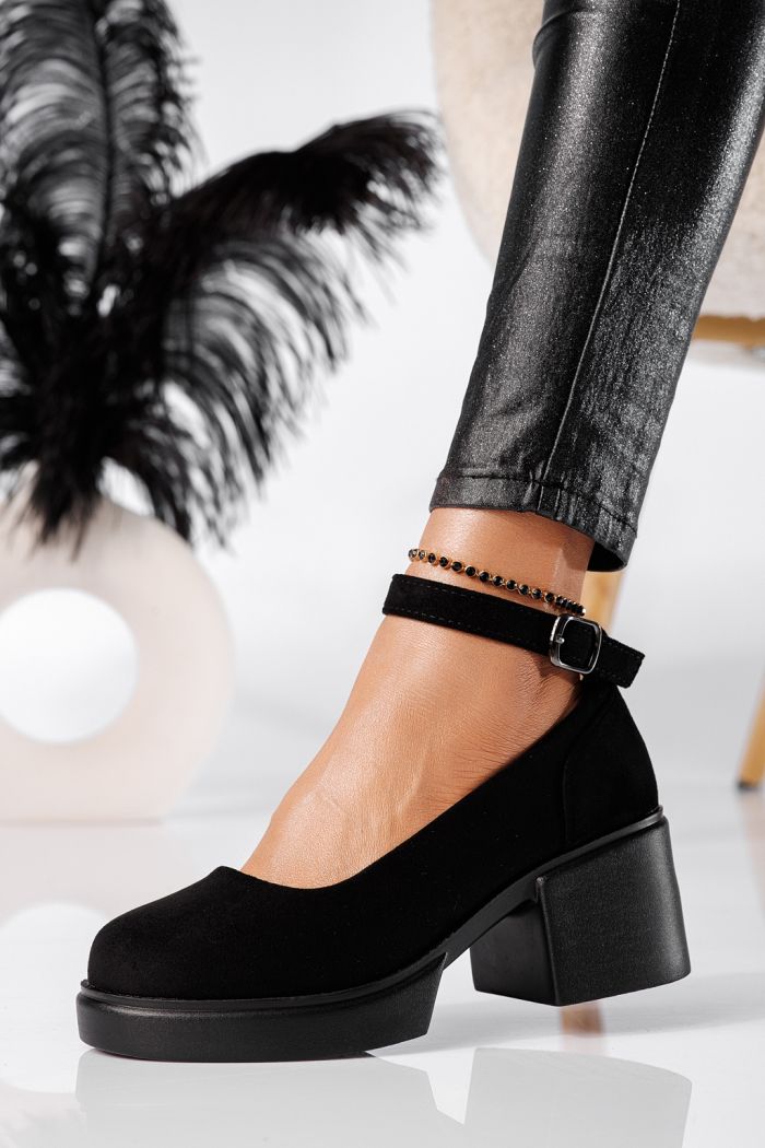 Pantofi casual dama negri din piele ecologica intoarsa Troya #24227