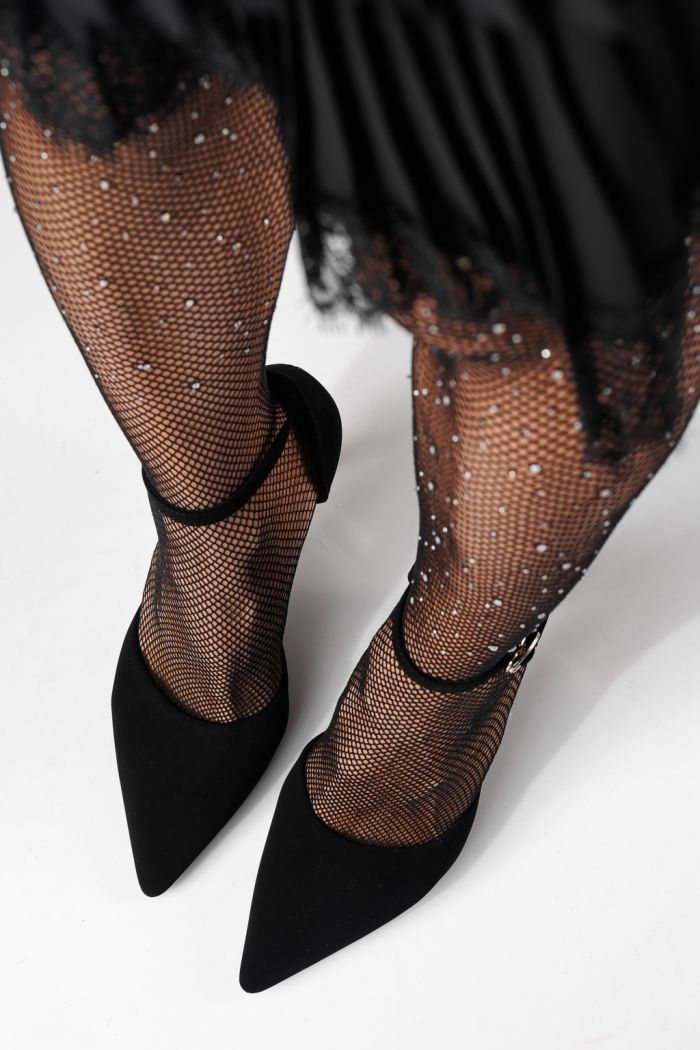 Pantofi cu toc dama negri din piele ecologica Kate #24265