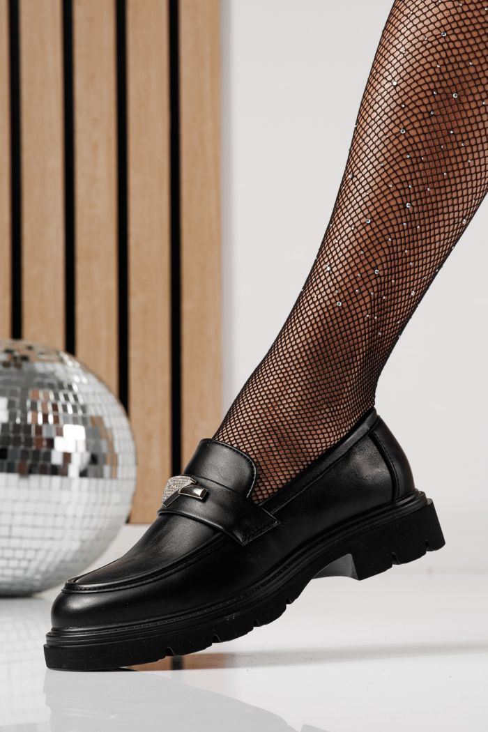 Pantofi casual dama negri din piele ecologica Venus #24279