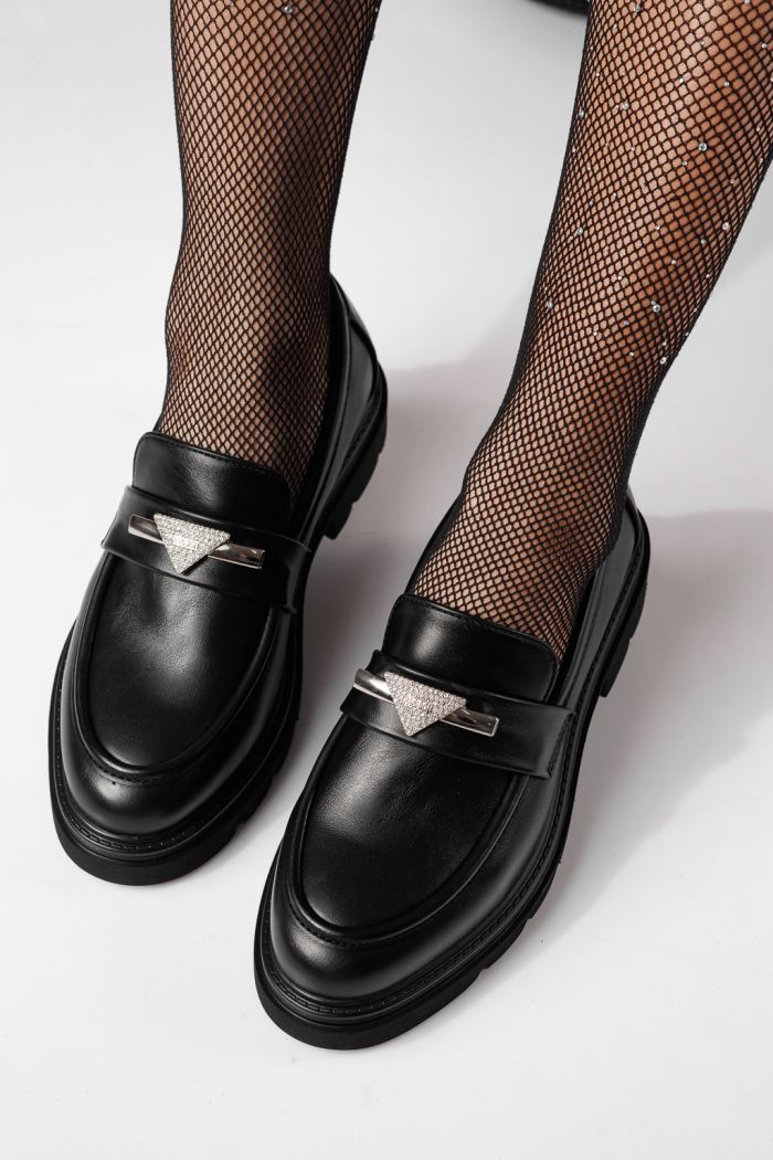 Pantofi casual dama negri din piele ecologica Venus #24279