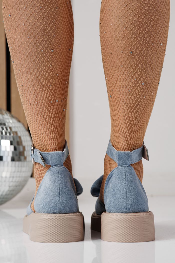 Pantofi casual dama albastri din piele ecologica intoarsa Adina #24218