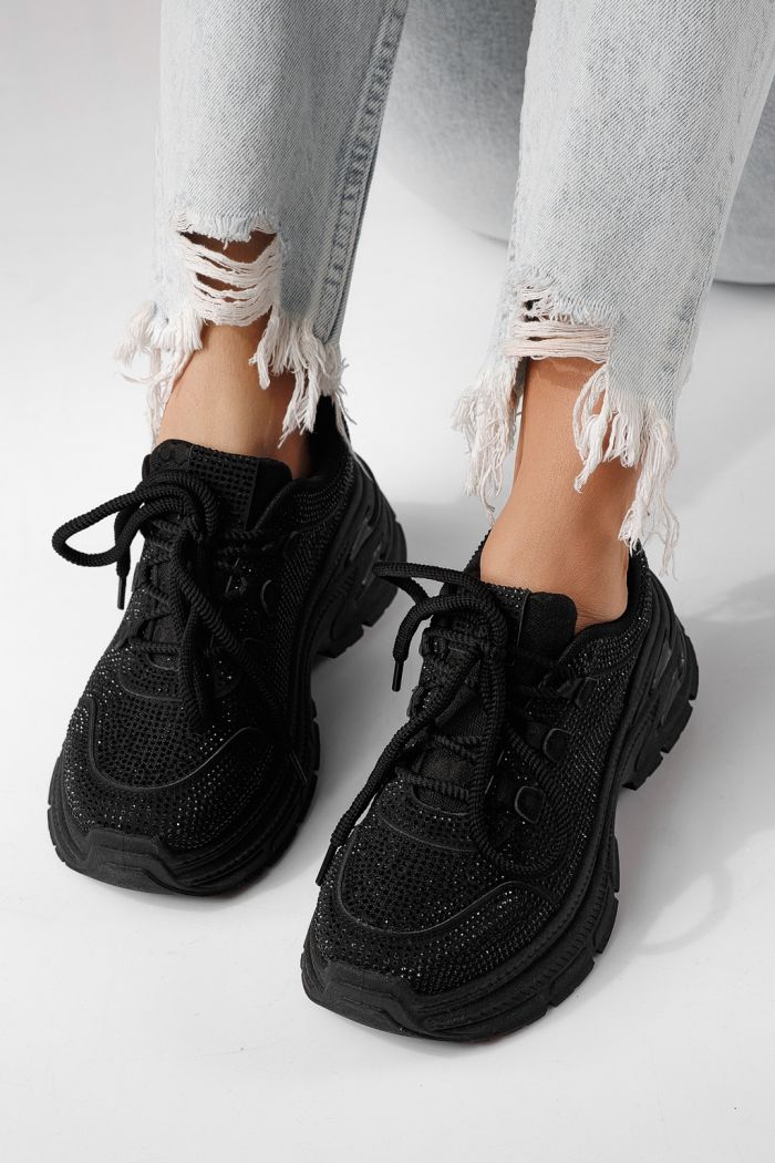 Adidasi dama negri din material textil Eliza #24307