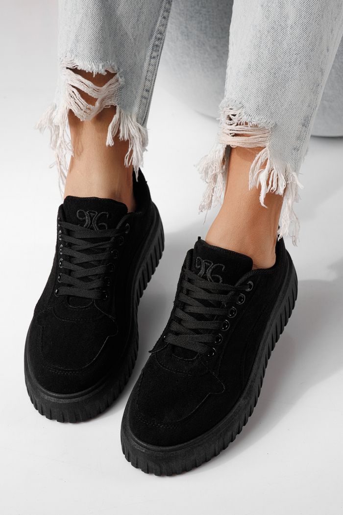 Adidasi dama negri din piele ecologica Delia #24298