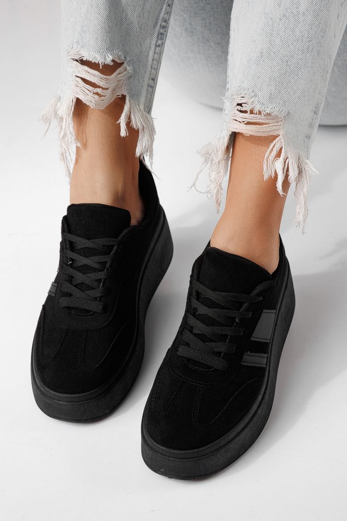 Adidasi dama negri din piele ecologica intoarsa Diana #24301