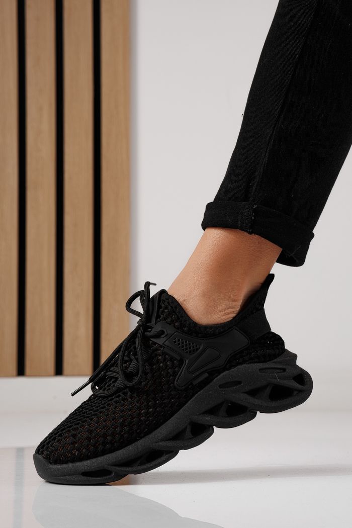 Adidasi dama negri din material textil Florentina #24310