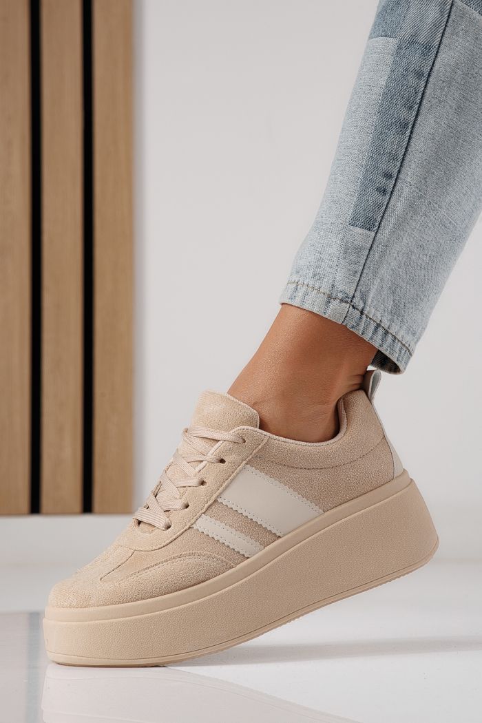 Adidasi dama bej din piele ecologica intoarsa Diana #24302